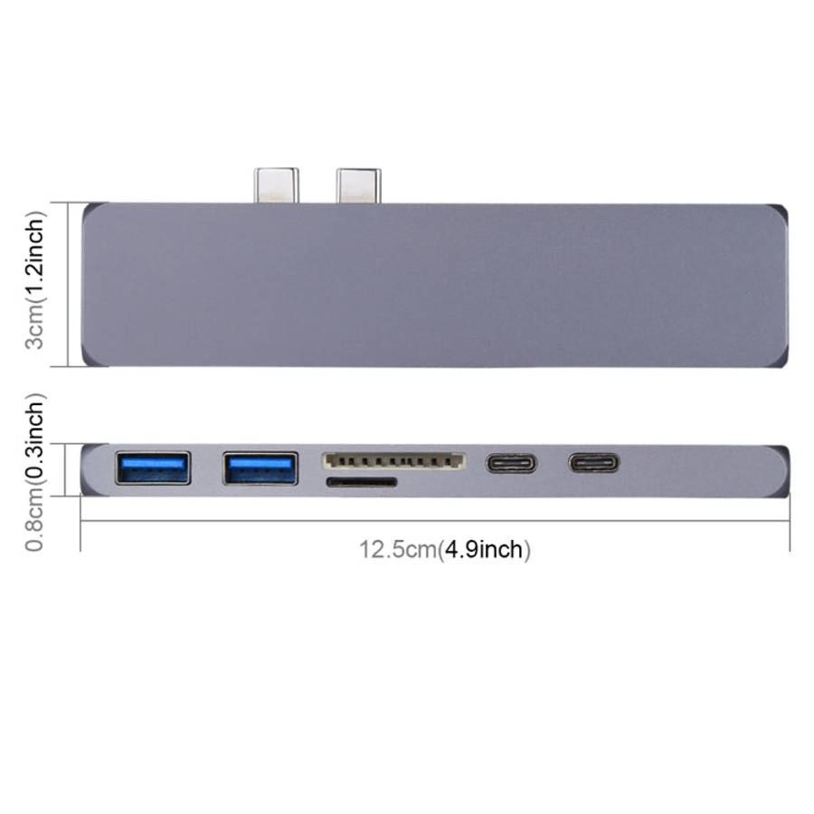 Multi-function Aluminium Alloy Dual USB-C / Type-C HUB Adapter with HDMI Female & 2 x USB 3.0 Por...