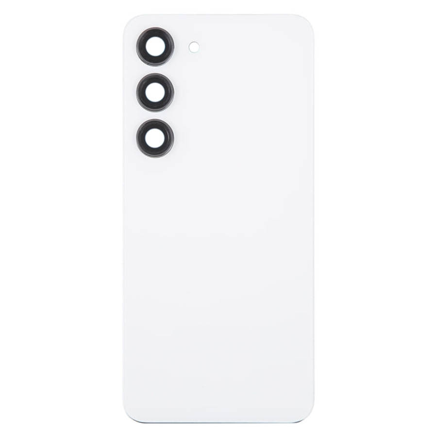 For Samsung Galaxy S23 SM-S911B OEM Glass Battery Back Cover with Camera Lens Frame(White)