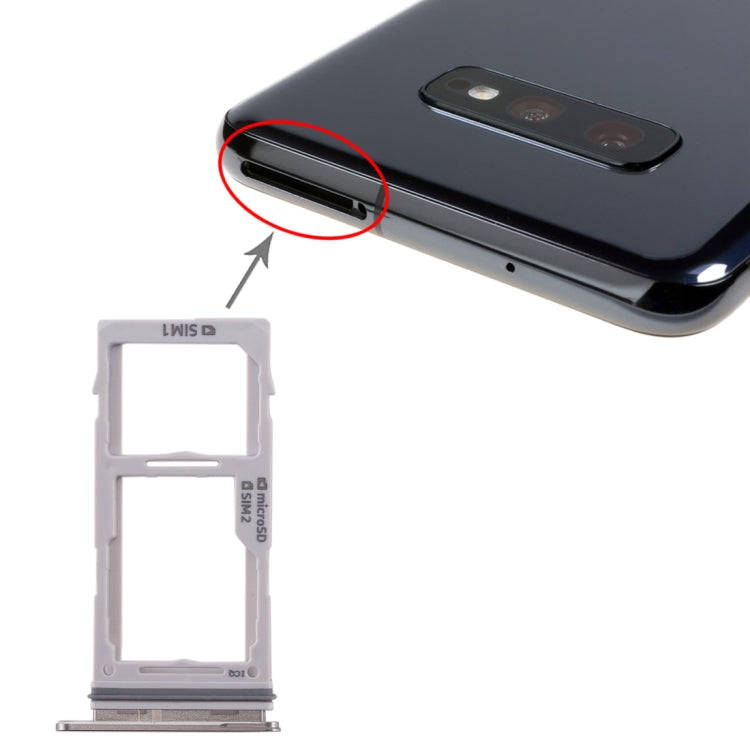 For Galaxy S10+ / S10 / S10e SIM Card Tray + SIM Card Tray / Micro SD Card Tray (White)