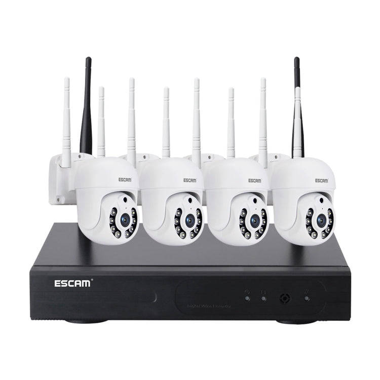 ESCAM WNK714 3.0 Million Pixels 4-channel HD Dome Camera NVR Wireless Monitoring Kit, US Plug