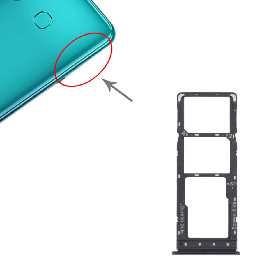For Infinix S4 X626 SIM Card Tray + SIM Card Tray + Micro SD Card Tray (Black)