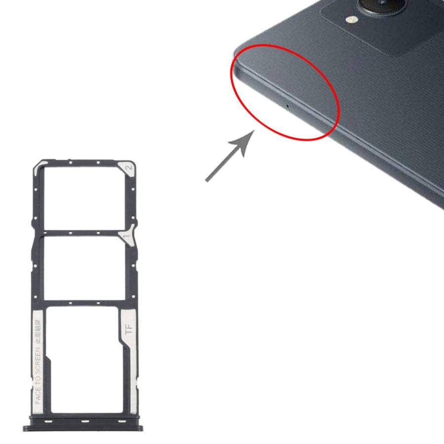 For Xiaomi Redmi A1 2022 / Redmi A1+ SIM Card Tray + SIM Card Tray + Micro SD Card Tray (Black)