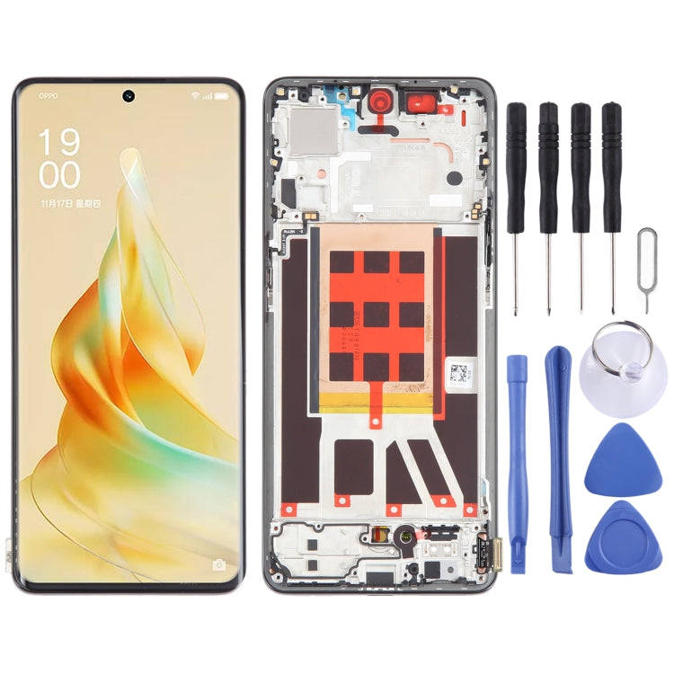 Original LCD Screen For OPPO Reno9 Pro Digitizer Full Assembly with Frame (Black)