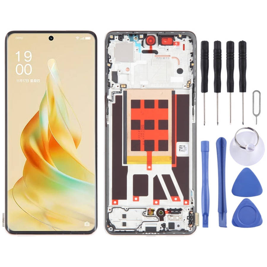Original LCD Screen For OPPO Reno9 Pro Digitizer Full Assembly with Frame (Gold)