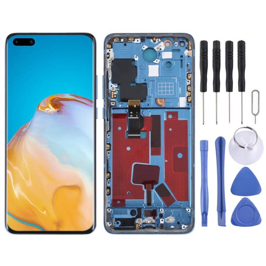 Original LCD Screen For Huawei P40 Pro Digitizer Full Assembly with Frame (Blue)
