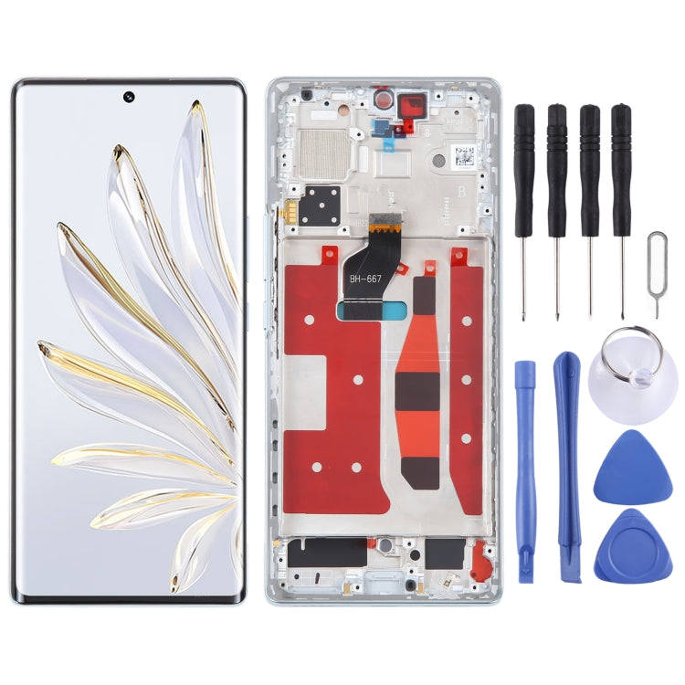 Original LCD Screen For Honor 70 Digitizer Full Assembly with Frame(Blue)