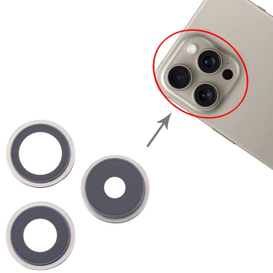 For iPhone 16 Pro 3pcs/Set Original Camera Lens Cover (White)
