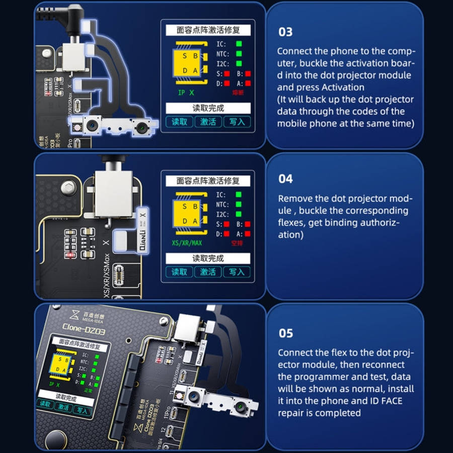 MEGA-IDEA Clone DZ03 Battery Activation & Face ID Dot Matrix Programmer for iPhone 8-14 Pro Max, ...