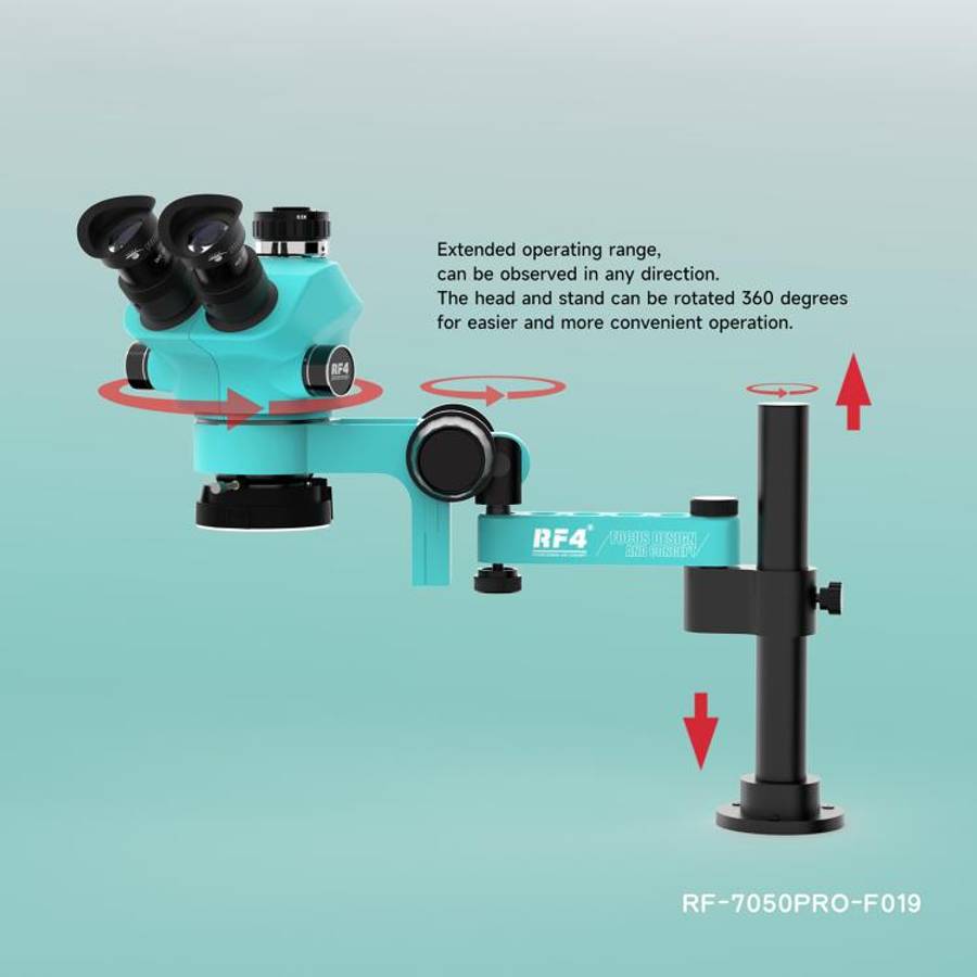 RF4 RF7050PRO-FO19 360 Degree Adjustable Universal Telescopic Rotating Lifting Microscope with Si...