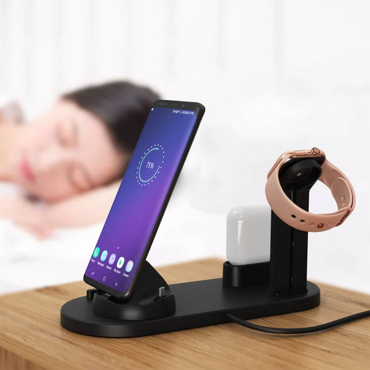 HQ-UD15 5 in 1 Micro USB + USB-C / Type-C + 8 Pin Interface Phone Charging Base with 8 Pin Earpho...