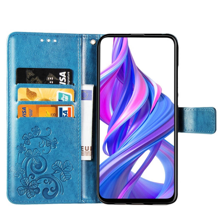 Lucky Clover Pressed Flowers Pattern Leather Case for Huawei Honor 9X Pro, with Holder & Card Slo...