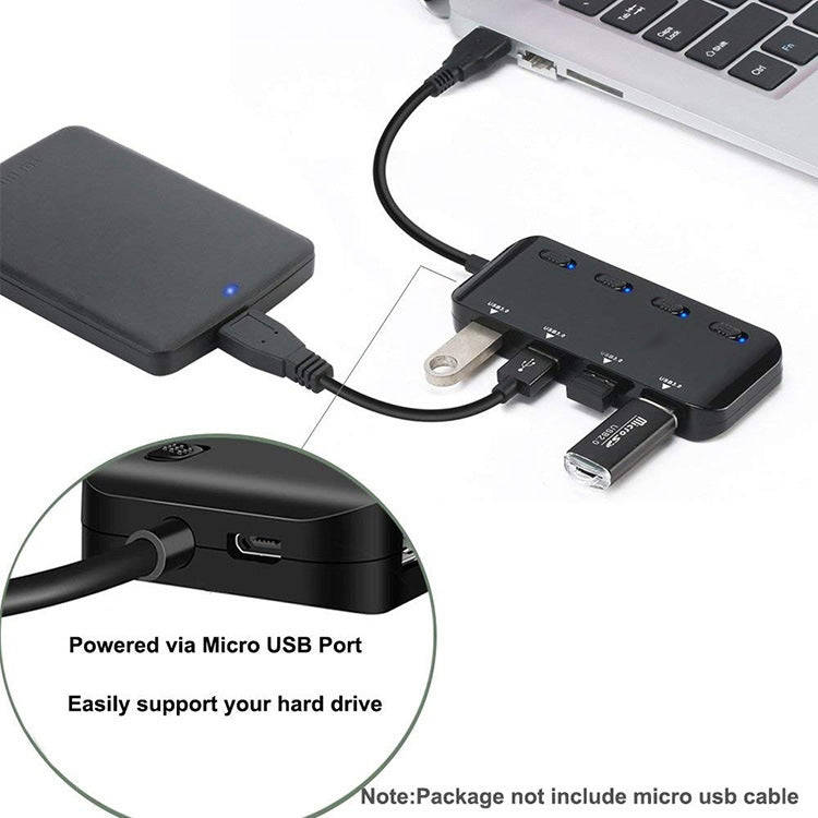 Ultra Speed USB3.0 4 Ports Hub with Switch