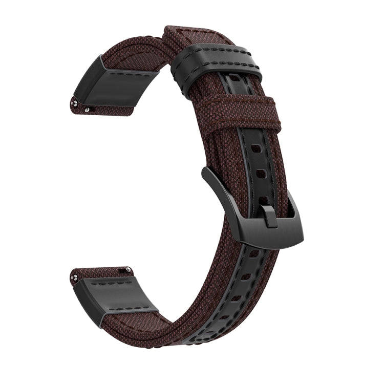 Canvas and Leather Watch Band for Samsung Gear S2/Galaxy Active 42mm, Wrist Strap Size:135+96mm(B...