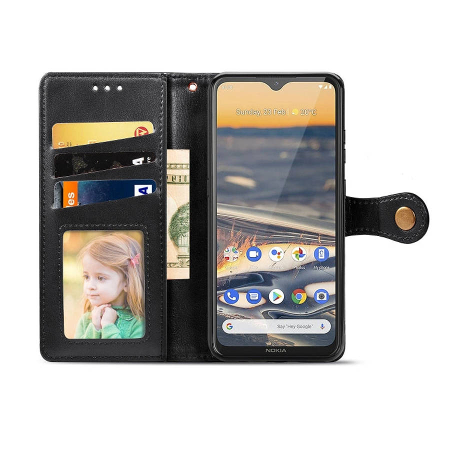 For Nokia 5.3 Retro Solid Color Leather Buckle Phone Case with Lanyard & Photo Frame & Card Slot ...