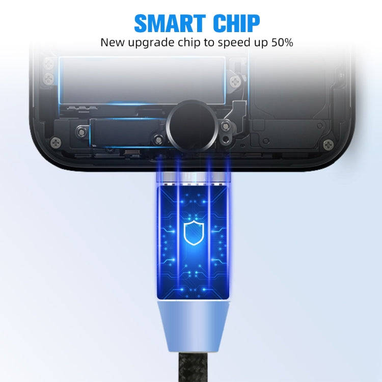 2 in 1 USB to 8 Pin + Micro USB Magnetic Metal Interface Nylon Braided Charging Cable, Length: 1m...