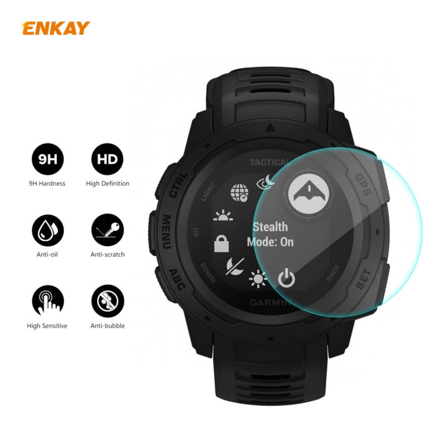 For Garmin Instinct Tactical ENKAY Hat-Prince 0.2mm 9H 2.15D Curved Edge Tempered Glass Screen Pr...