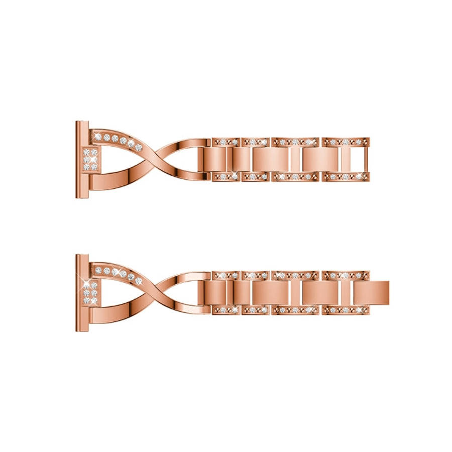 X-shaped Diamond-studded Solid Stainless Steel Watch Band for Galaxy Watch 46mm(Rose Gold)
