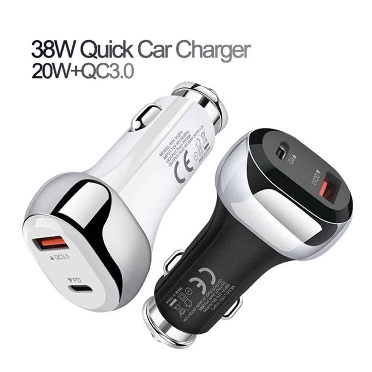 YSY-312PD QC3.0 18W USB + PD 20W USB-C / Type-C Car Charger with USB to Micro USB Data Cable(Black)