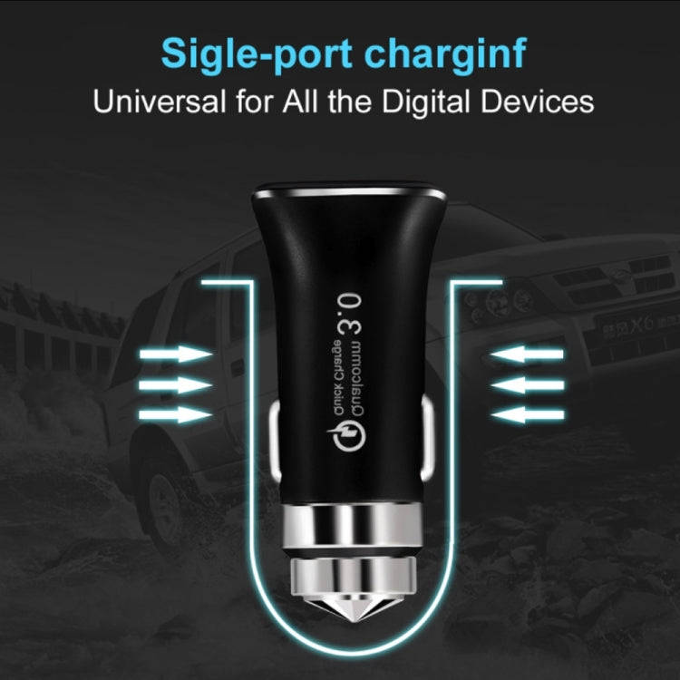 LZ-328 Safety Hammer Type QC3.0 USB  Fast Charging Car Charger(White)