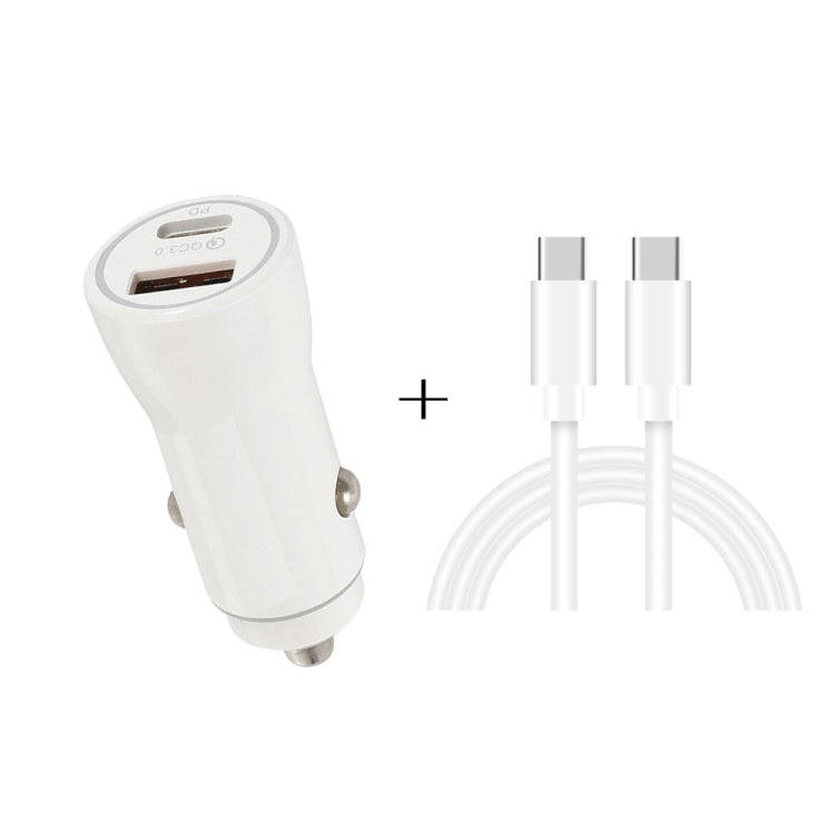 P21 PD 20W USB-C / Type-C + QC3.0 18W USB Fast Car Charger with USB-C / Type-C to USB-C / Type-C ...