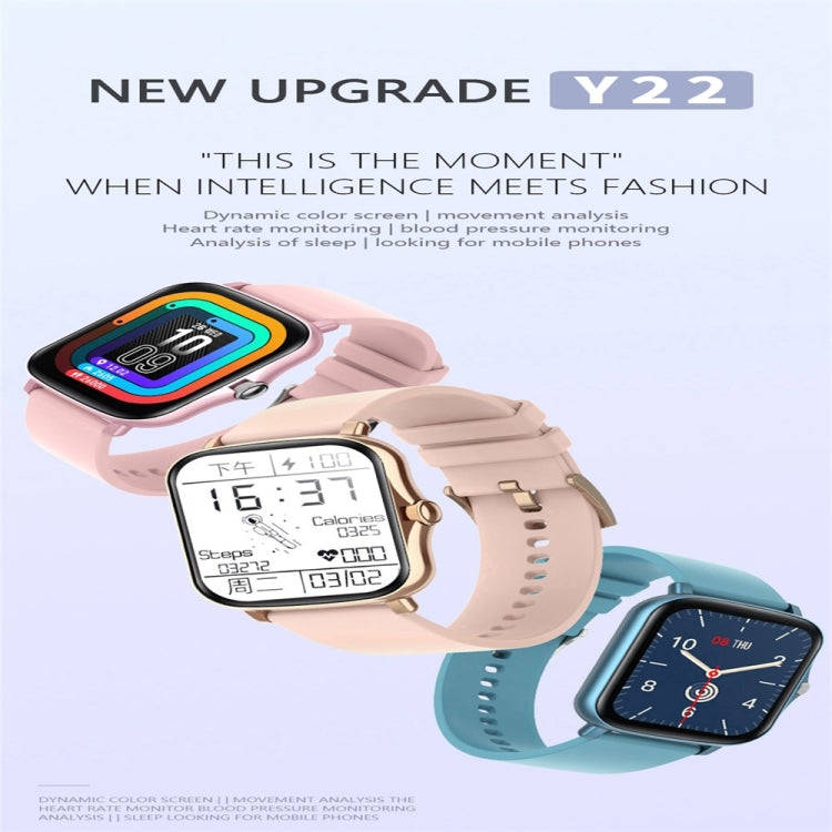 Y22 1.72inch Color Screen Smart Watch IP67 Waterproof,Support Heart Rate Monitoring/Blood Pressur...