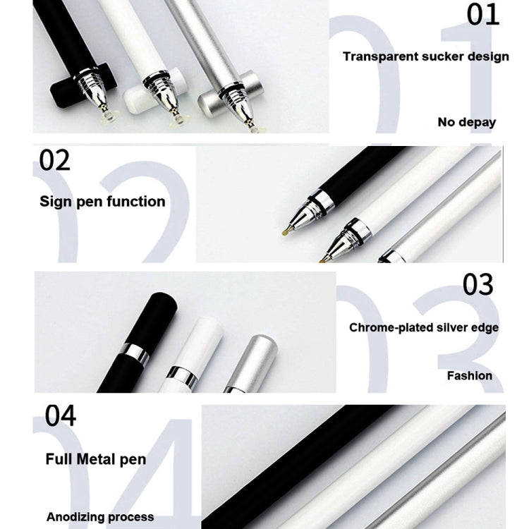 AT-26 2 in 1 Mobile Phone Touch Screen Capacitive Pen Writing Pen with 1 Pen Tip(White)