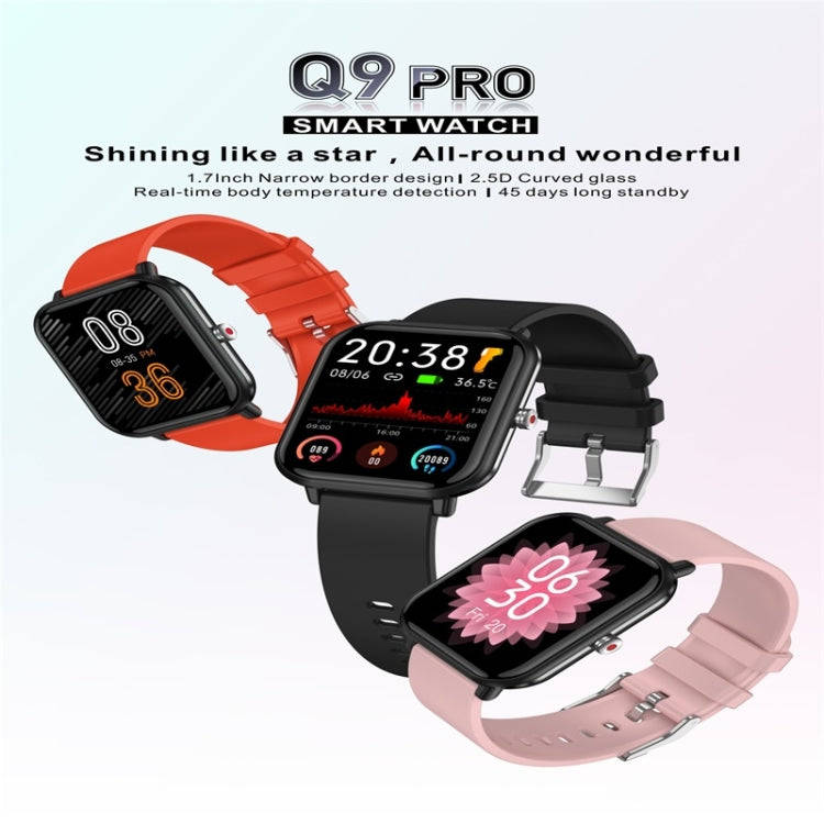 Q9pro 1.7 inch Color Screen Smart Watch, IP68 Waterproof,Support Temperature Monitoring/Heart Rat...