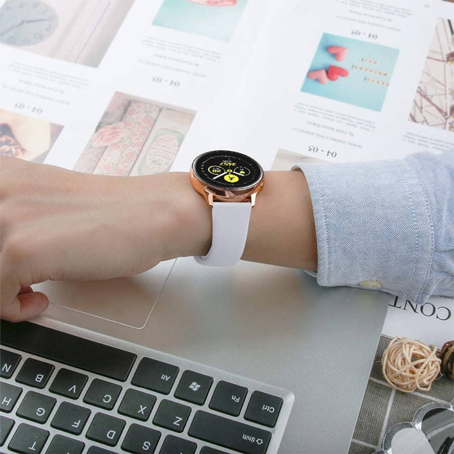 Monochrome Silicone Watch Band For Samsung Galaxy Watch Active 20mm(Creamy Whiteei)