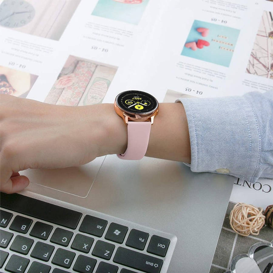 Monochrome Silicone Watch Band For Samsung Galaxy Watch Active 20mm(Pink Sand)