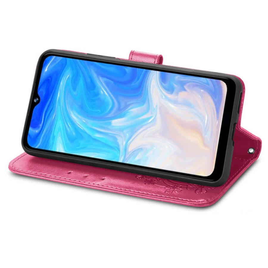 For DOOGEE N40 Pro Four-leaf Clasp Embossed Leather Case with Lanyard & Card Slot & Wallet & Hold...
