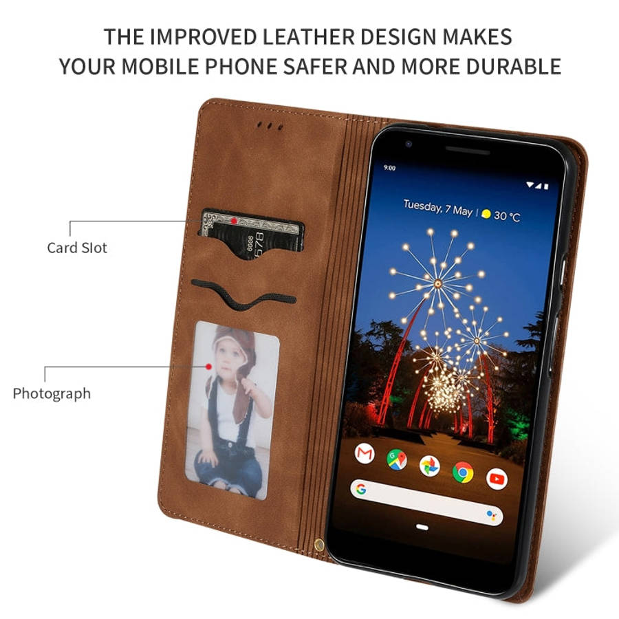 Retro Skin Feel Business Magnetic Horizontal Flip Leather Case for Google Pixel 3A XL(Brown)