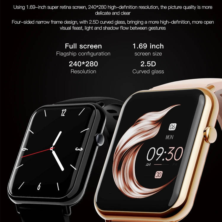 Q19 Pro IP67 Waterproof 1.69 inch Smartwatch(Black)