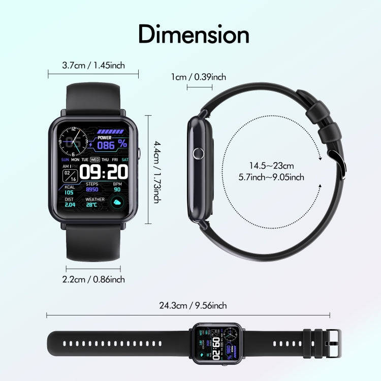 Q19 Pro IP67 Waterproof 1.69 inch Smartwatch(Black)
