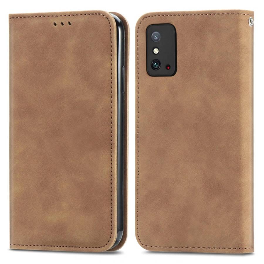 For Honor X10 Max 5G Retro Skin Feel Magnetic Horizontal Flip Leather Phone Case(Brown)