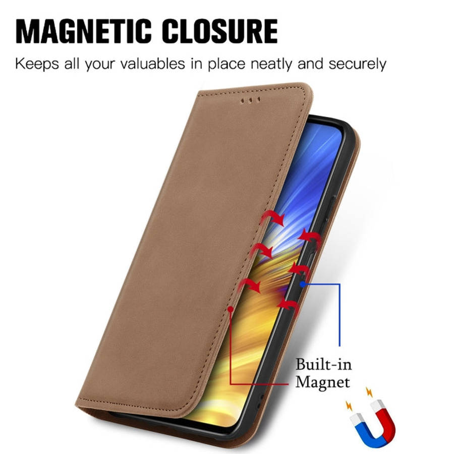 For Honor X10 Max 5G Retro Skin Feel Magnetic Horizontal Flip Leather Phone Case(Brown)