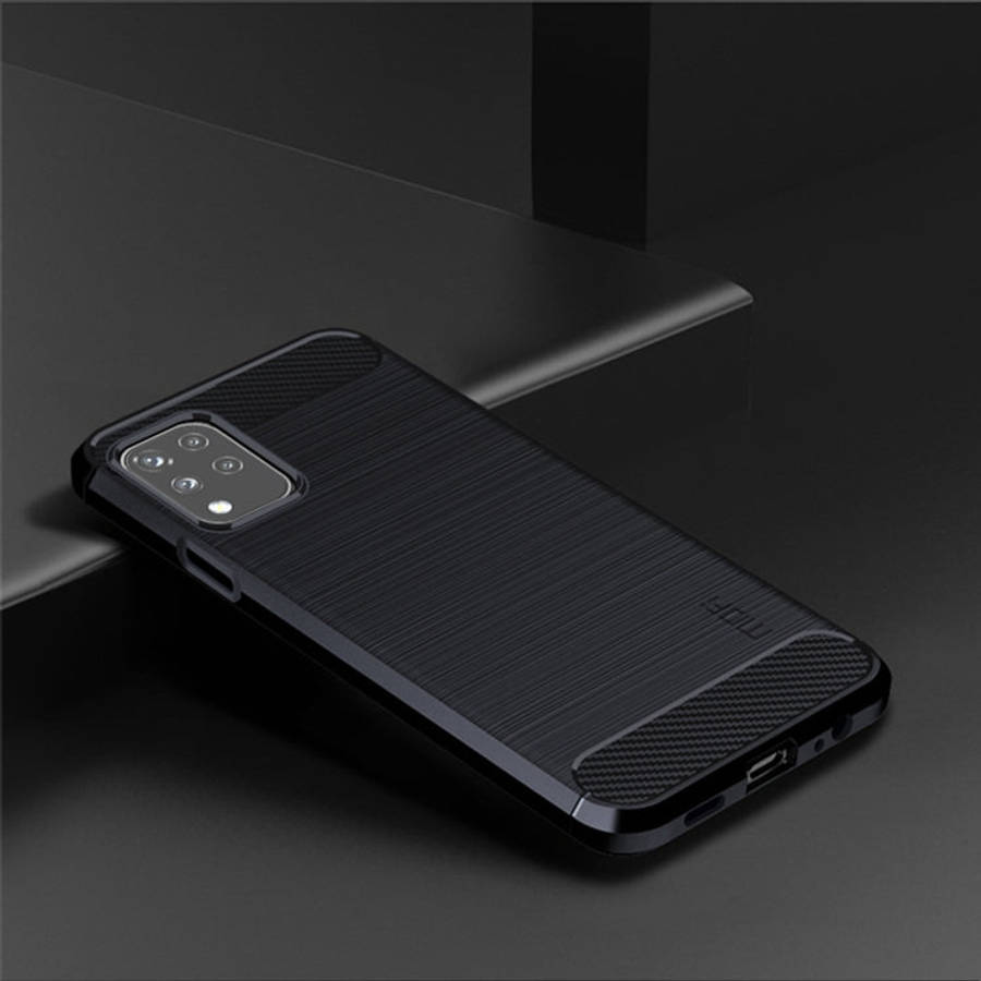 For LG K42 MOFI Gentleness Brushed Carbon Fiber Soft TPU Case(Blue)