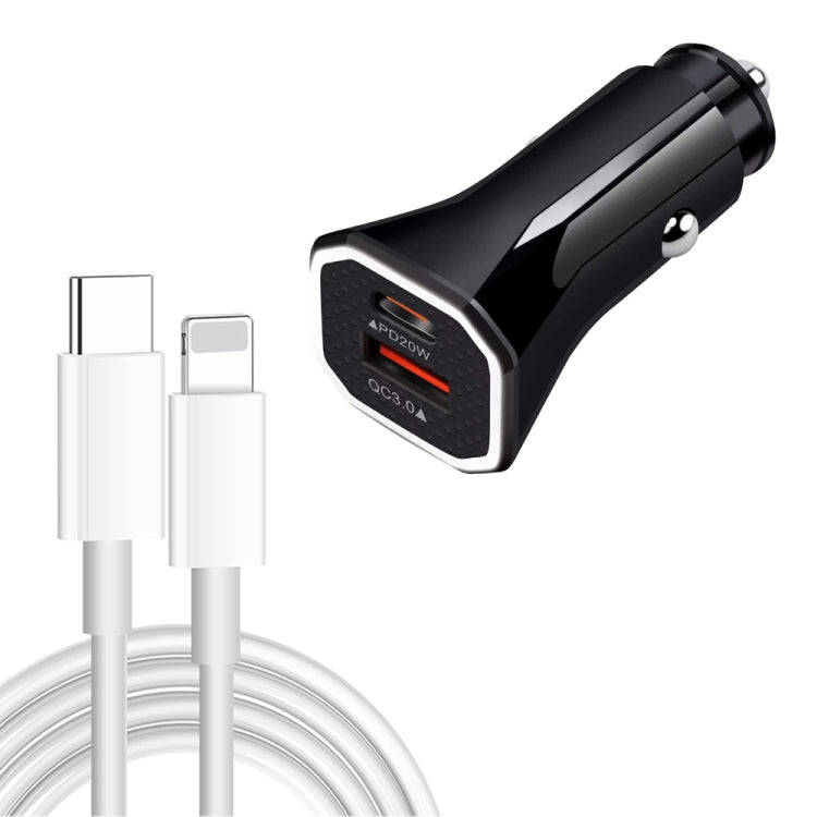 TE-P22 38W PD USB-C / Type-C + QC3. 0 USB Car Charger with 1m USB-C / Type-C to 8 Pin Data Cable(...