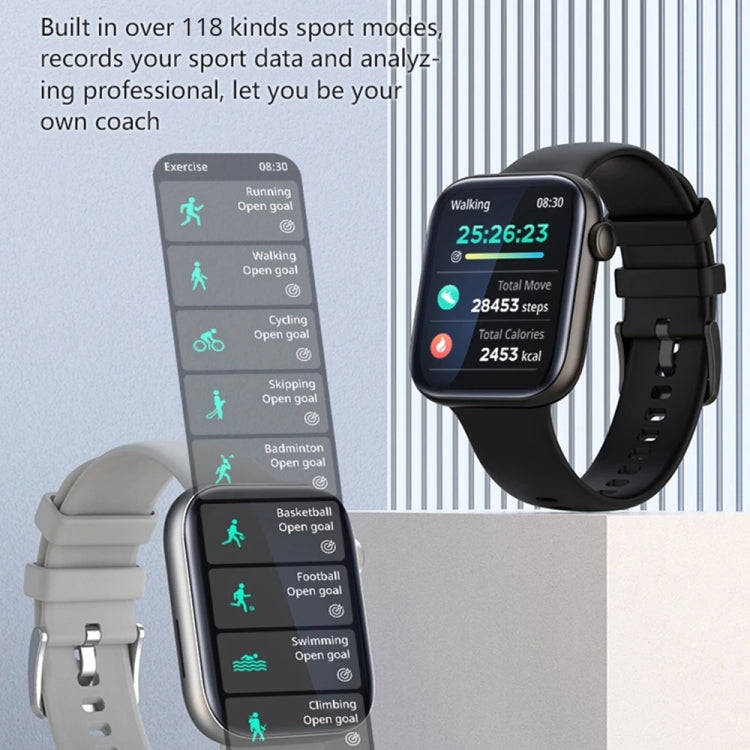 P45 1.8 inch Color Screen Smart Watch,Support Heart Rate Monitoring/Blood Pressure Monitoring(Black)