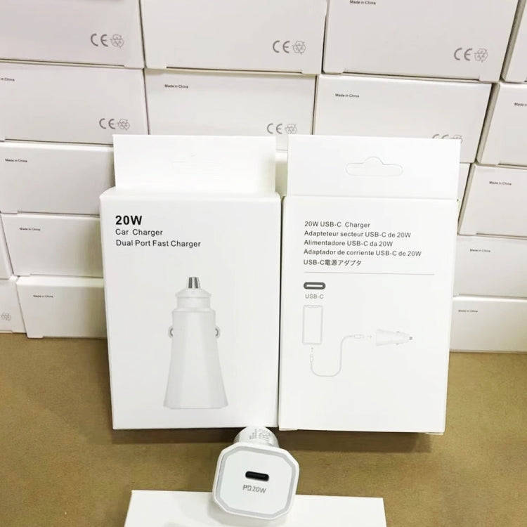 TE-P2 PD20W USB-C / Type-C Car Charger with Type-C to 8 Pin Data Cable(Black)
