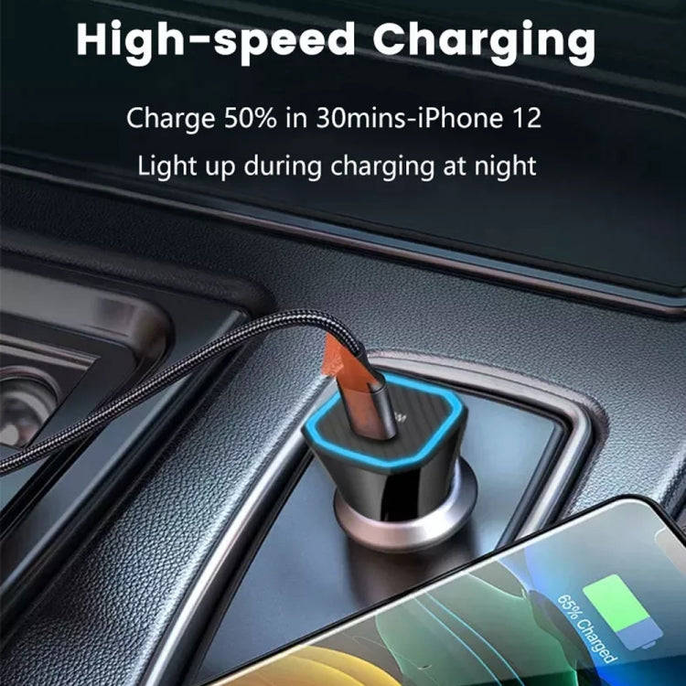 TE-P2 PD20W USB-C / Type-C Car Charger with Type-C to Type-C Data Cable(White)