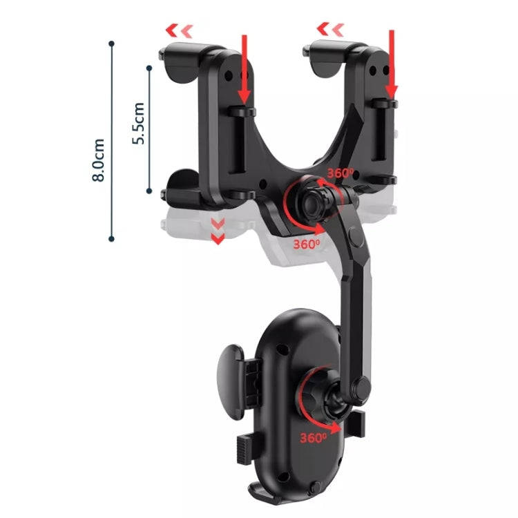 R004 Rearview Mirror 360 Rotatable Retractable Car Phone Holder