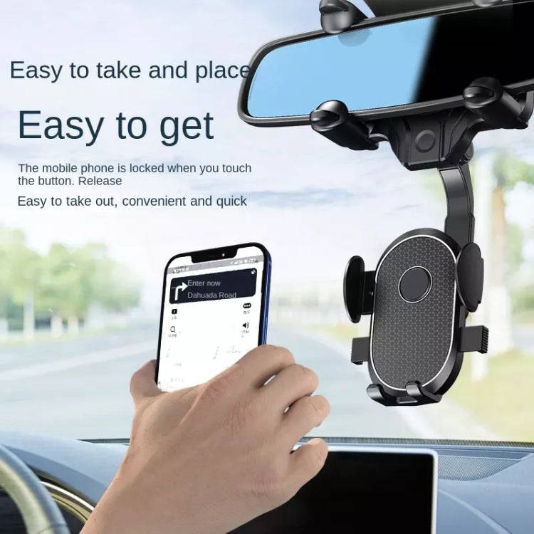 R004 Rearview Mirror 360 Rotatable Retractable Car Phone Holder