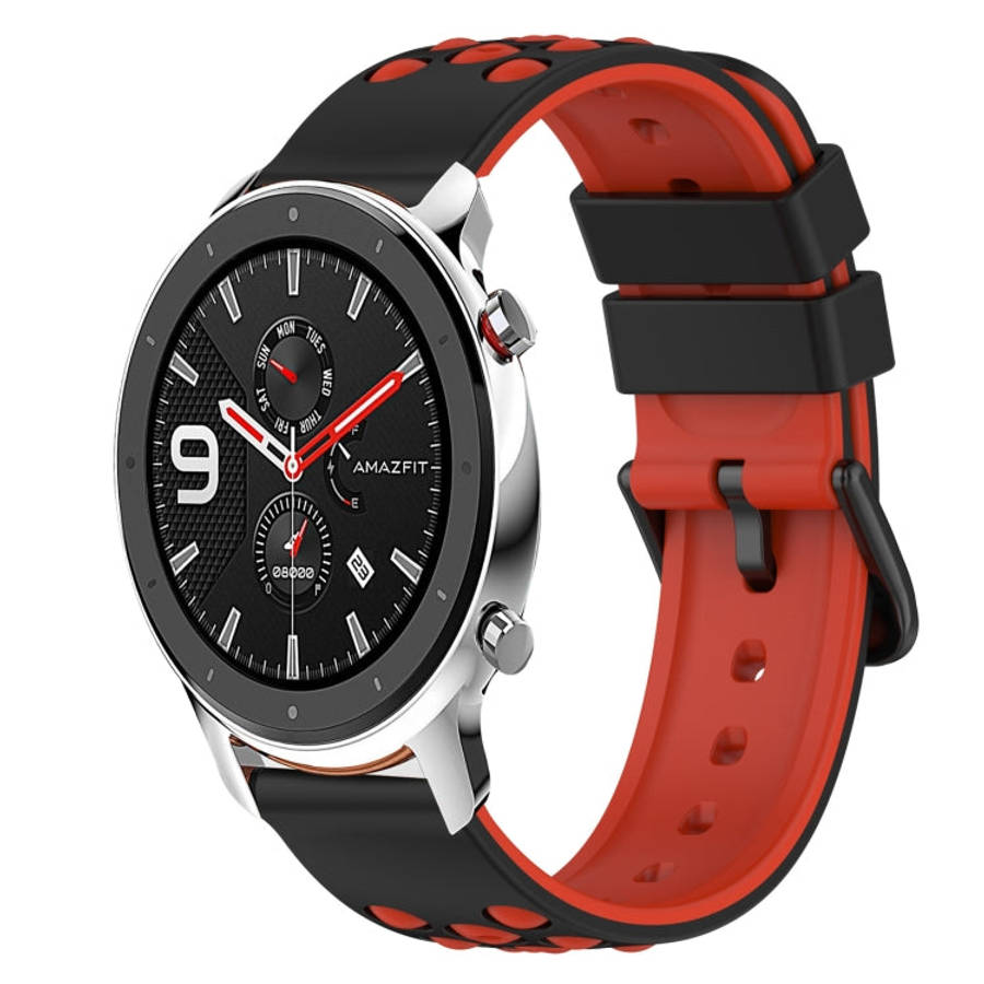 For Amazfit GTR 42mm 20mm Two-Color Silicone Watch Band(Black+White)