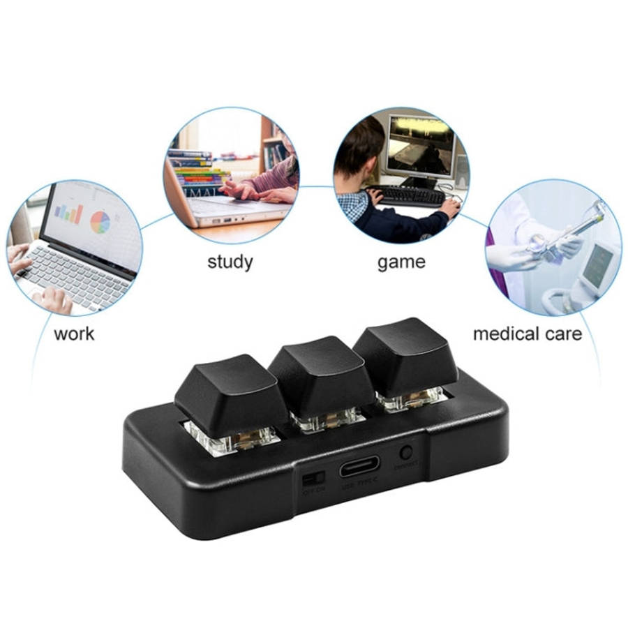 MK321BT Bluetooth 5.1 3 Keys Custom Keys Game Office PS Clip Macro Programming Keypad(Black)