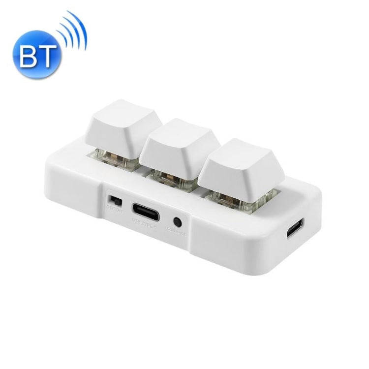 MK321BT Bluetooth 5.1 3 Keys Custom Keys Game Office PS Clip Macro Programming Keypad(White)