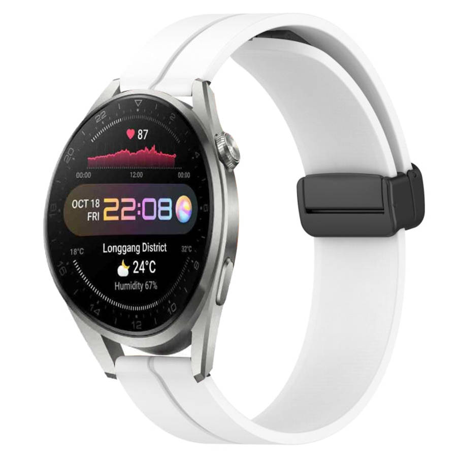 For Huawei Watch 3 Pro New 22mm Solid Color Magnetic Clasp Silicone Watch Band(White)