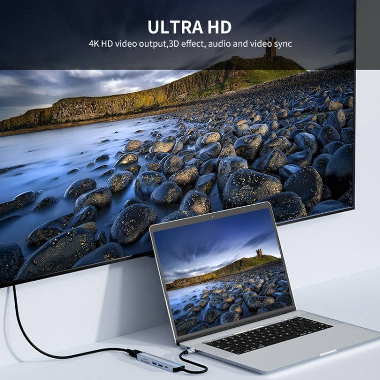 JUNSUNMAY 6 in 1 Type-C to 4K HDMI Docking Station Adapter USB-C PD Quick Charge Hub SD/TF Card R...