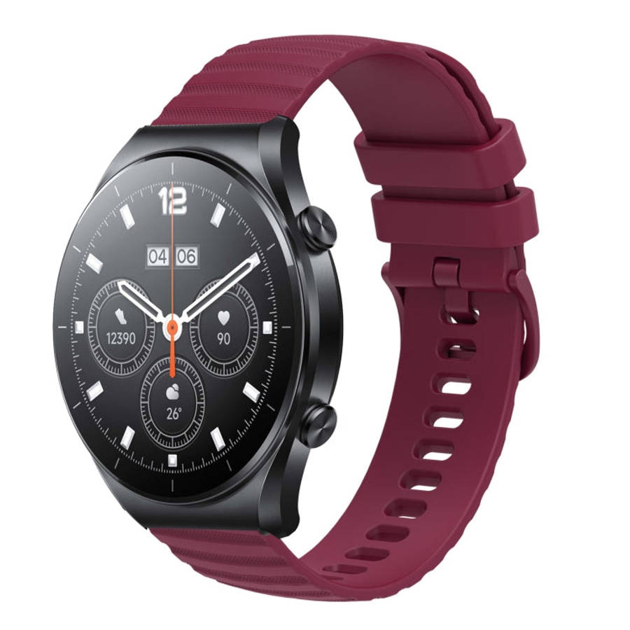For Xiaomi MI Watch S1 Pro 22mm Wavy Dot Pattern Solid Color Silicone Watch Band(Wine Red)