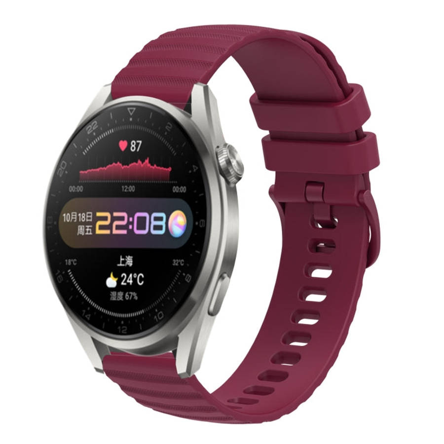 For Huawei Watch 3 Pro 22mm Wavy Dot Pattern Solid Color Silicone Watch Band(Wine Red)