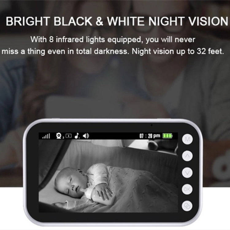 ABM100 4.3 inch Wireless Video Color Night Vision Baby Monitor 360-Degree Security Camera(EU Plug)